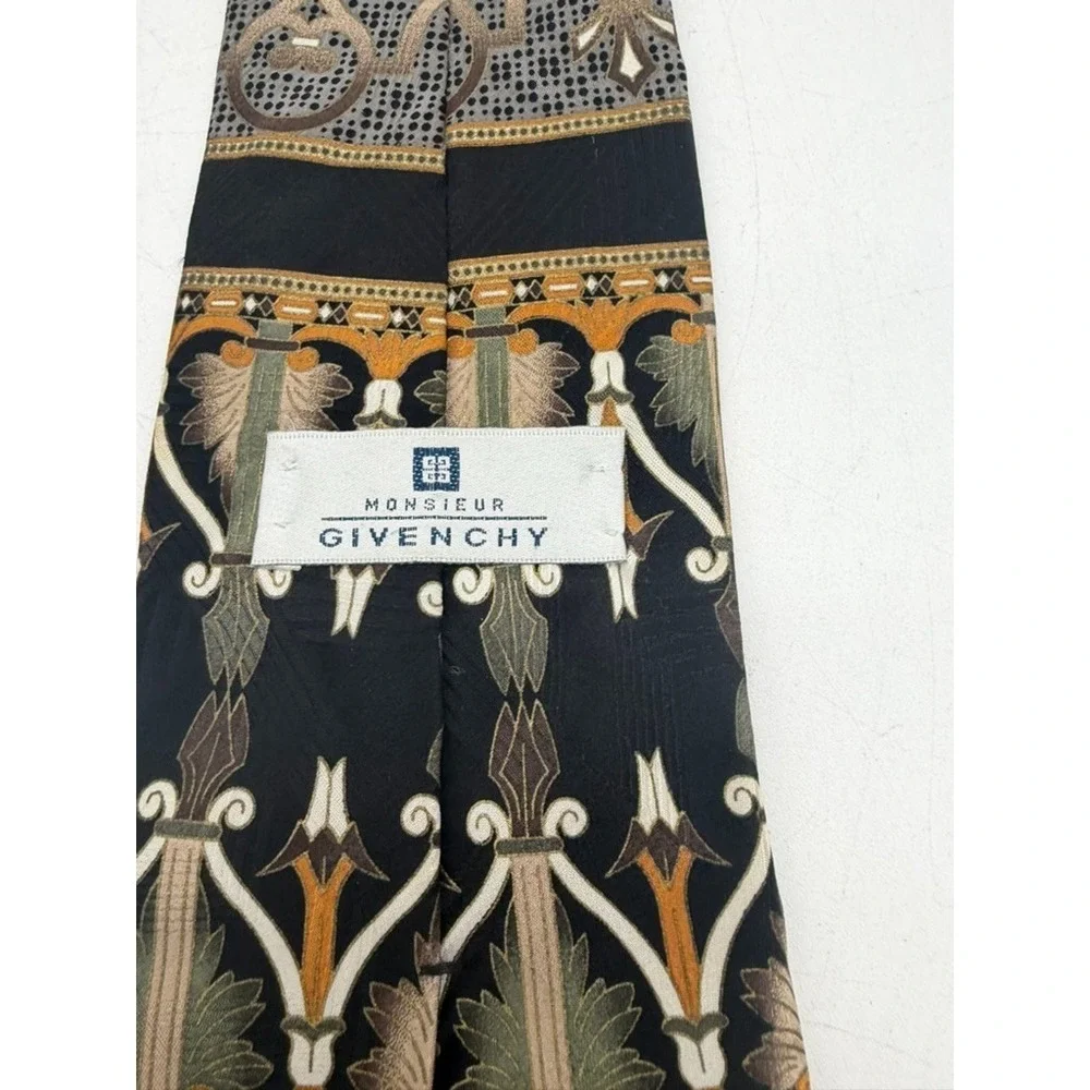 Vintage Givenchy Tie Multicolor‎ Print Classic 100% Silk Geometric Size 58